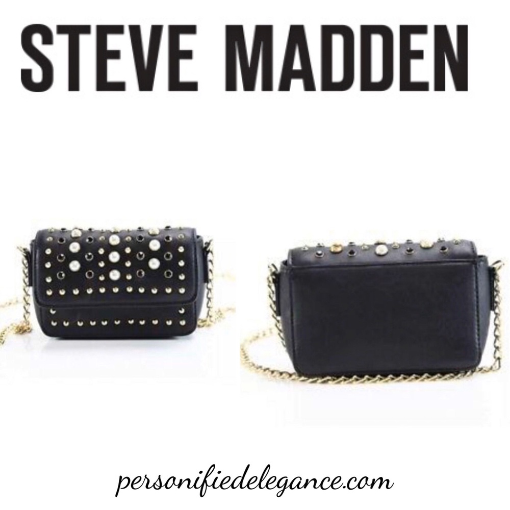 Steve Madden Black Pearl Embellished Crossbody Bag - Picture 9 of 9